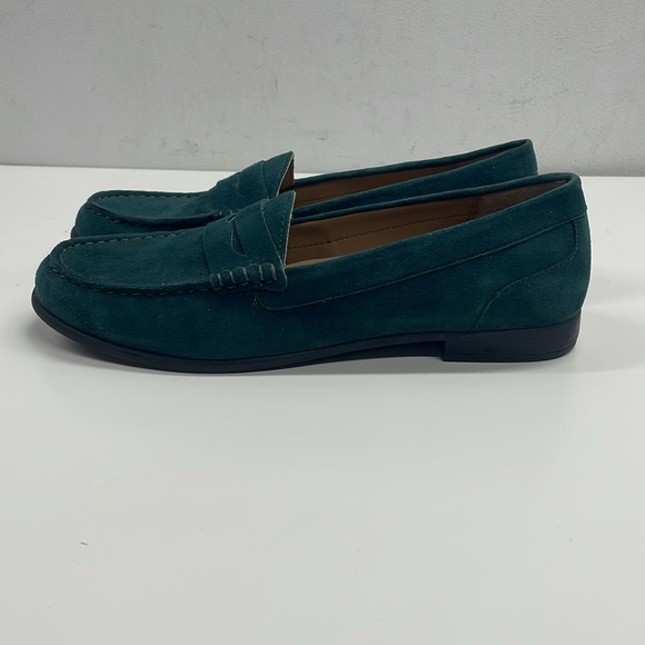 Array Womens Harper Emerald Leather Moc Toe Penny Loafers Shoes Size 8.5 Narrow - Picture 2 of 8